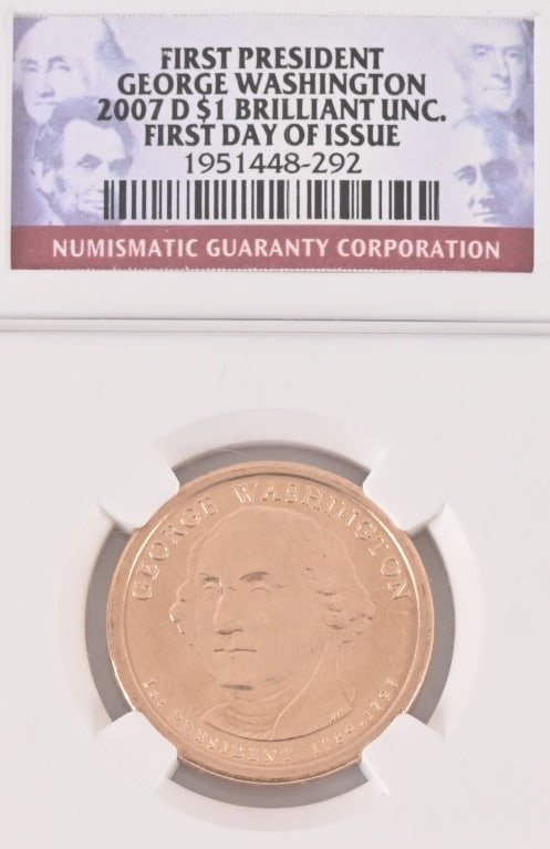 2007 D George Washington $1 Coin NGC Brilliant: Brilliant Uncirculated.