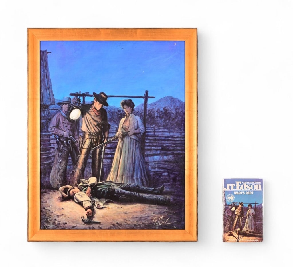 "Waco's Debt" Guy Deel Original Pulp Illustration (1 of 7)