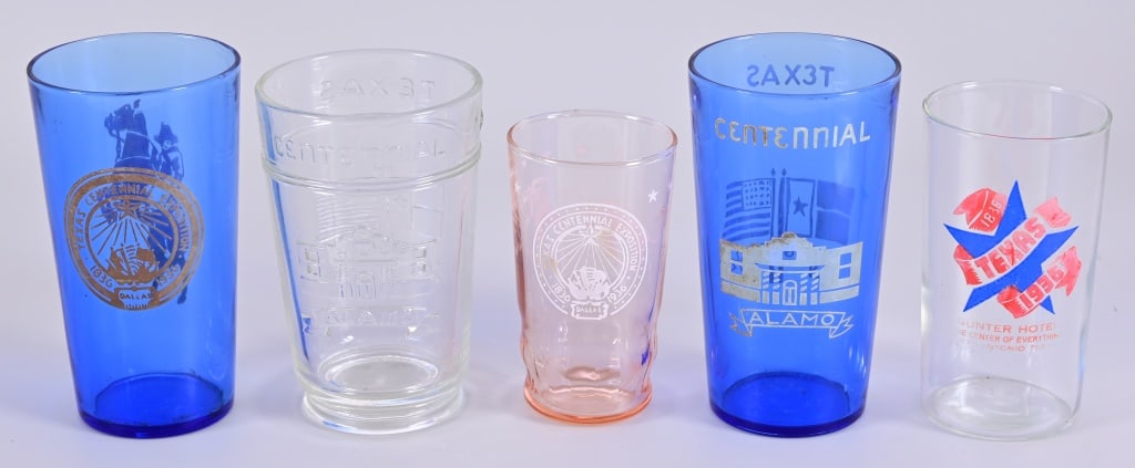 Collection (5) Texas Centennial Souvenir Glasses (1 of 5)