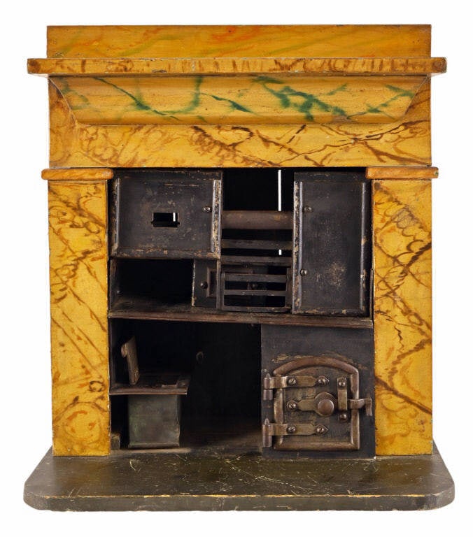 Salesman's Advertisement Fireplace Sample: Salesman's Sample Fireplace/Stove. Good Condition. Measures 20 1/2" x 18" x 11".