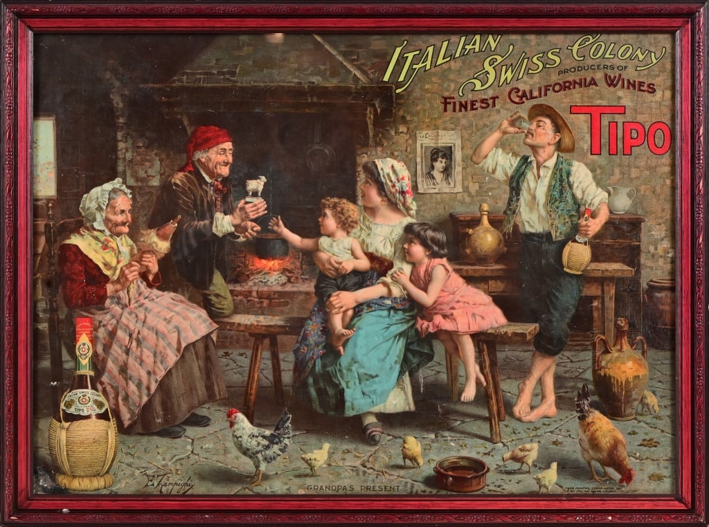 Italian Swiss Colony Framed Advertising Lithograph (1 of 3)