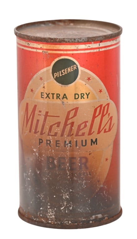 Mitchell's Premium Beer Flat-Top Can, Fire Damage (1 of 3)
