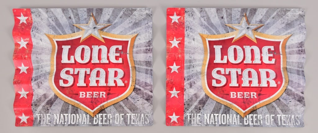 2 Lone Star Beer Corrugated Tin Signs (1 of 4)