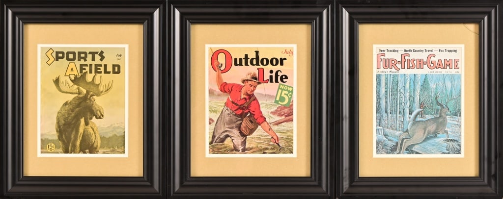 (3) Vintage Sportsmen Magazine Covers, Framed (1 of 8)