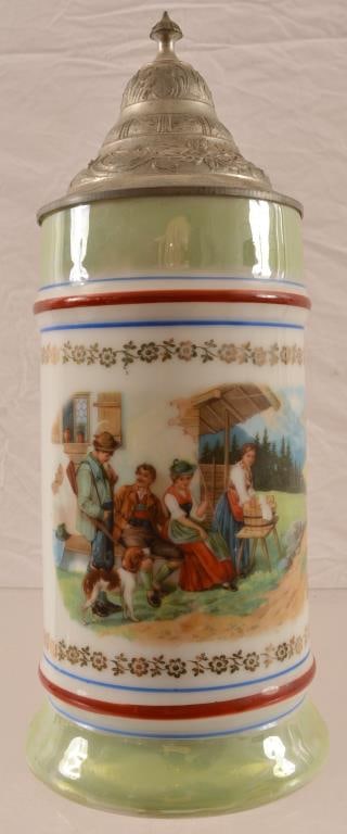 Antique German Laundy Maiden Beer Stein: Antique German Laundy Maiden Beer Stein
