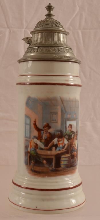 Antique German Arm Wrestling Beer Stein: Antique German Arm Wrestling Beer Stein