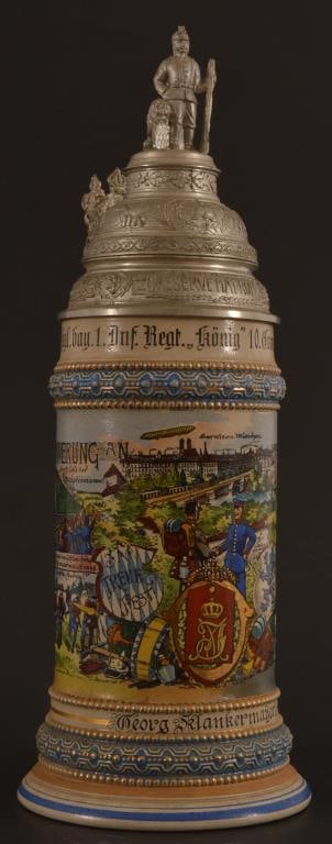 Antique German Regimental Pottery Beer Stein (1 of 1)