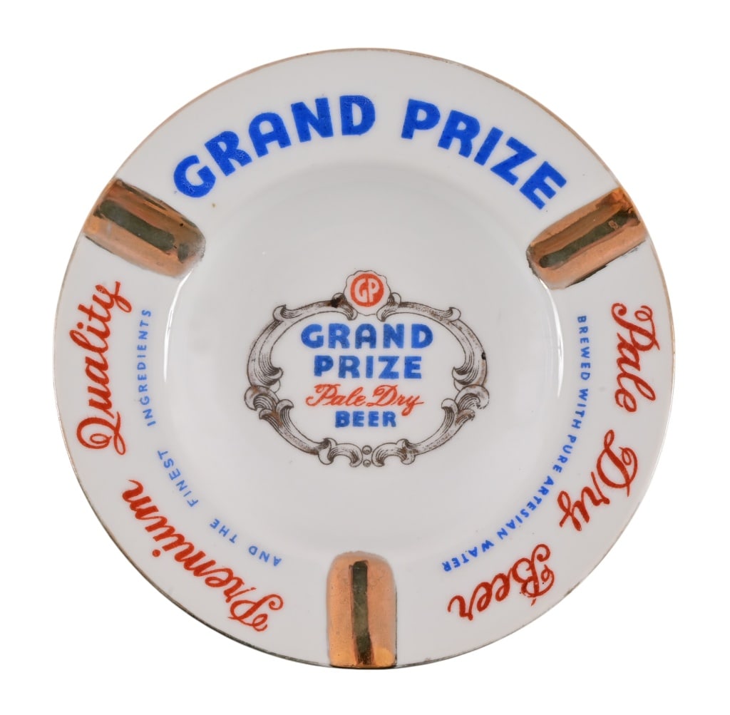 Grand Prize Beer Ashtray: 5 in, diameter .
