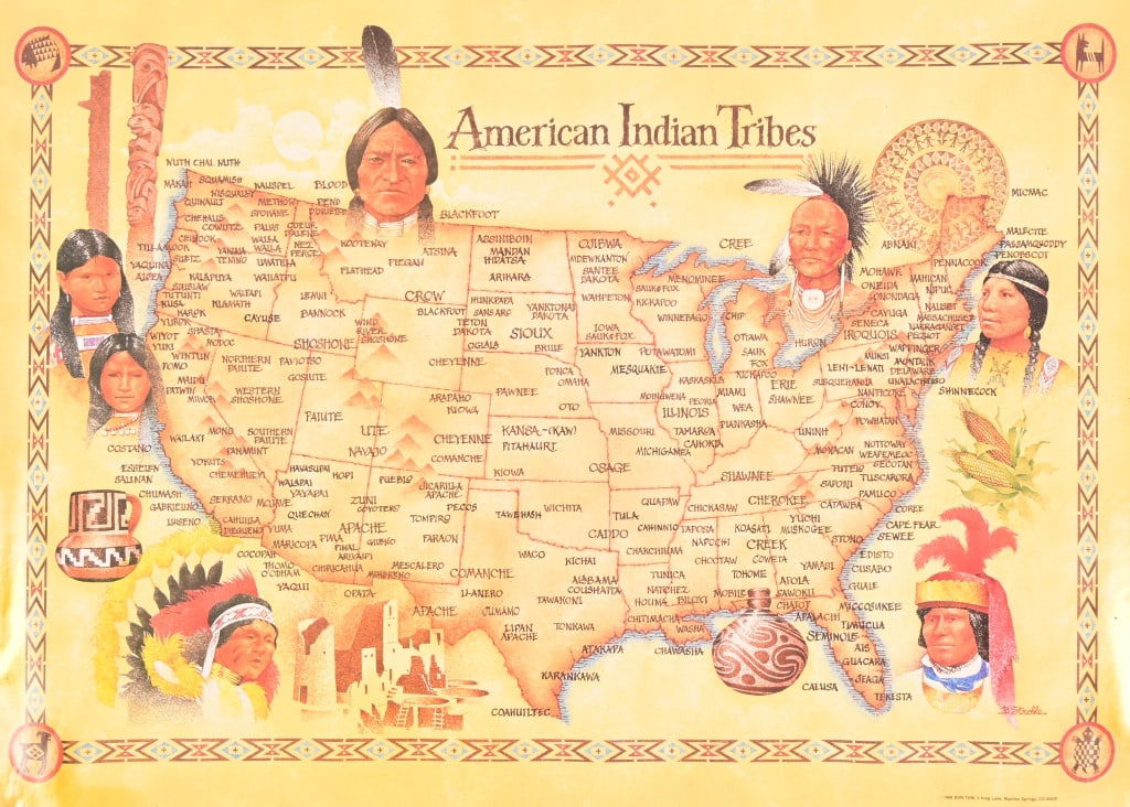 American Indian Tribe Poster c.1988: Circa 1988, by Don Tom. 17x24