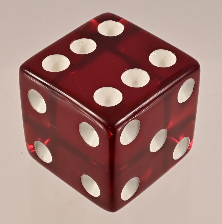 (1) Jumbo Translucent Red Dice with White Spots (1 of 2)