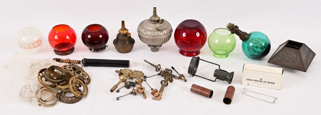 Collection of Original, Repro Cigar Lamp Parts (1 of 8)