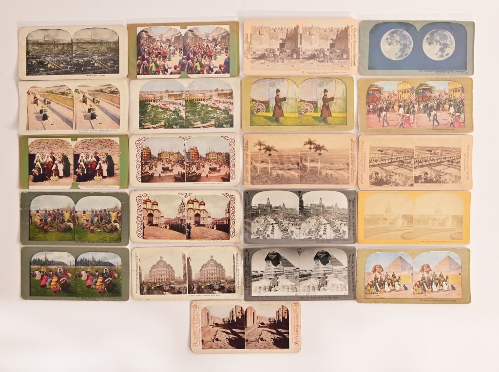 Collection of (21) World View Stereograph Cards: Imagery across the globe.