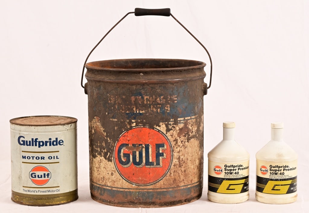 (4) Gulf Motor Oil Collection Vintage Containers (1 of 6)