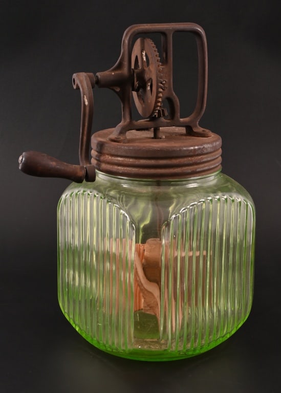 Antique Vaseline Glass Butter Churn (1 of 7)