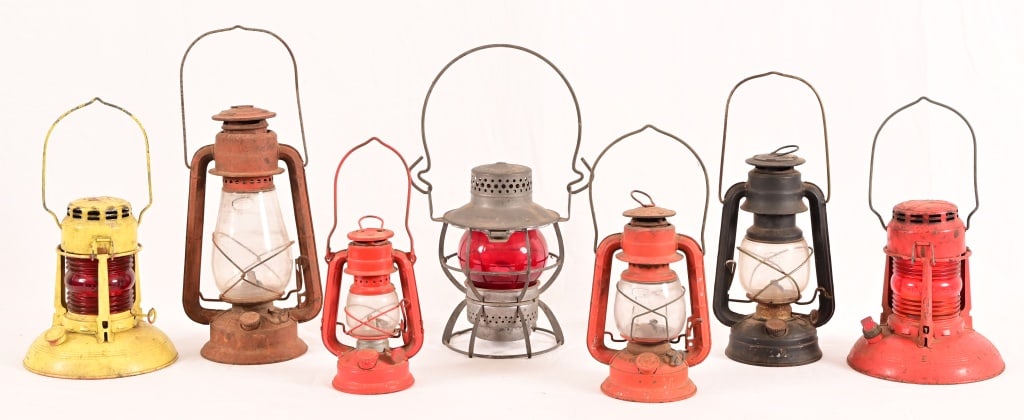 Collection of (7) Antique Kerosene Lanterns: Five are Dietz Manufactured.