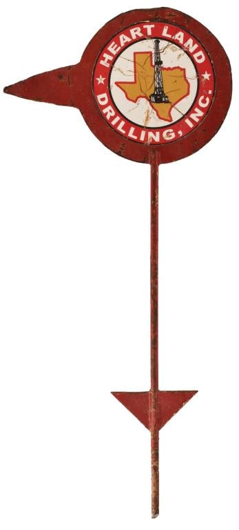 Heart Land Drilling Metal Sign: Heart Land Drilling Inc., Abilene Texas. Heavy gauge metal, measures 21.75" x 49"