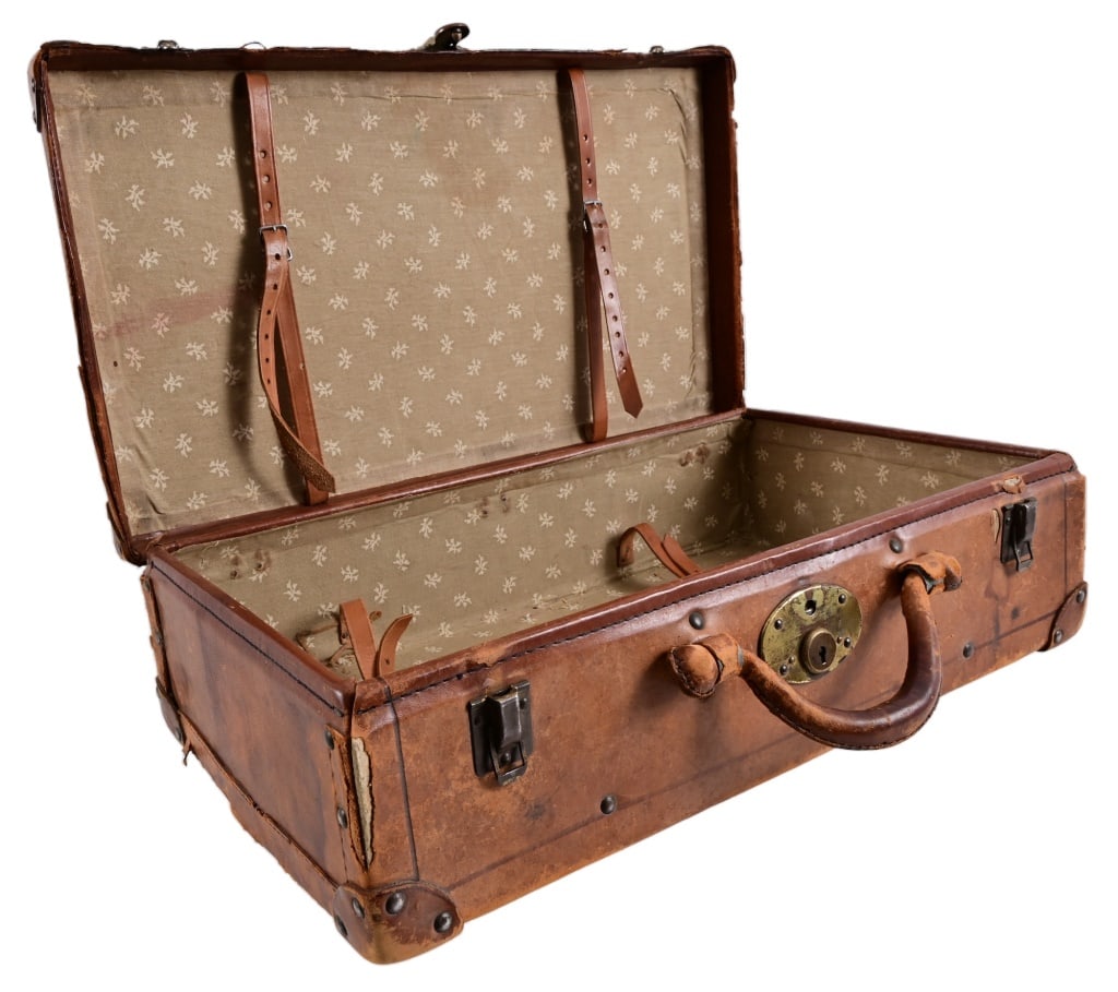 Antique Leather Suit Case Bag (1 of 8)