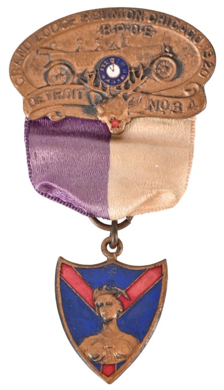 1920 Grand Lodge Reunion Chicago Pin: B.P.O.E. Detroit No. 34