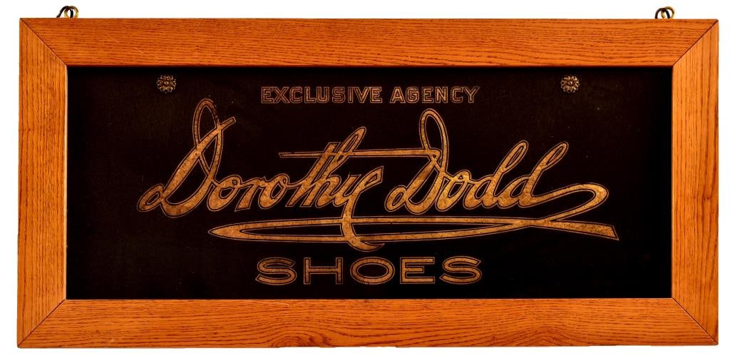 Dorothy Dodd Shoes Reverse Painted Glass Sign (1 of 1)