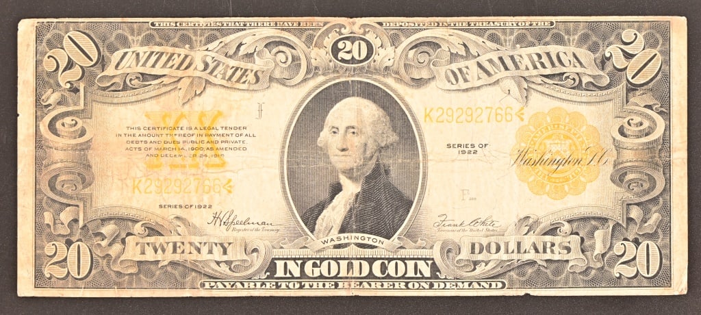 1922 Gold $20 Certificate (1 of 2)