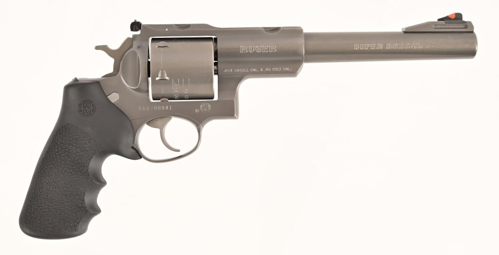 Ruger Super Redhawk .454 Casull/.45 Colt Revolver: S/N 55190941 7.75" barrel, good bore. Stainless steel with gray finish. Very nice condition with good action. Modern.