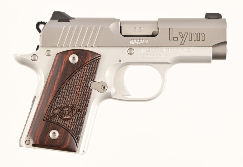Kimber Micro 9 Semi-Auto 9mm: S/N PB0032616. 3" barrel, good bore, etched wood grips. Pistol pouch. Modern