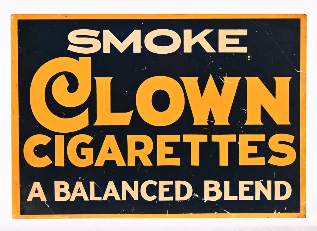 Clown Cigarettes Tin Flange Sign: Double -sided 9.75" x 14.25"