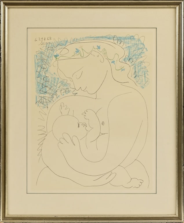 "Grande Maternite", Pablo Picasso Lithograph: Framed and matted 23.5" x 28"