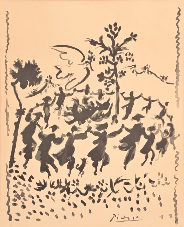 Pablo Picasso "Vive la Paix" Original Lithograph: Framed 27" x 31"; Sight 18.75" x 23.5"