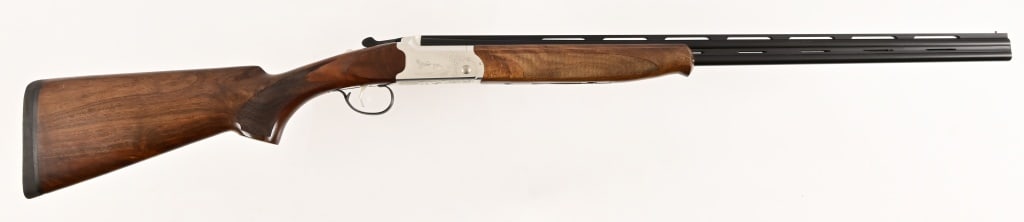 American Tactical Engraved O/U 410 GA Shotgun: S/N 17110600. Engraved with turkey hunting scene on body. 3" chamber, engraved SxE and KOFS Turkey on underside of body. 26" barrel. Modern.