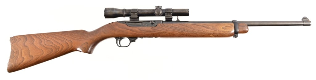 Ruger .44 Magnum Carbine with Weaver Scope: SN 103286. .44 magnum caliber. Weaver K3 60-B Scope, and weaver mounts. 18" barrel. Modern.