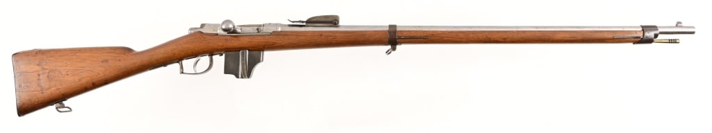 Dutch Beaumont-Vitali M1871/88 Rifle: SN 933. 32.5" barrel, decent bore. Fired a 11mm cartridge. Receiver and barrel are in the white. Wood is excellent. This rifle has been refurbished at some point. Antique.