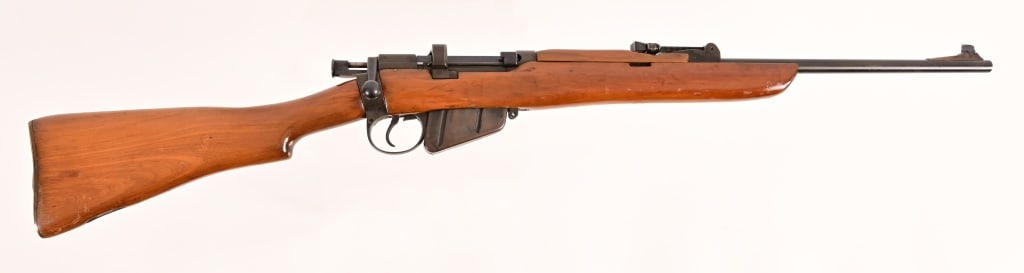 Sporterized Enfield .303 Rifle: SN 83299. Lithgow SMLE MKIII. 21" barrel, dark bore, working action. Hunting front sight added and military stock sporterized. Modern.