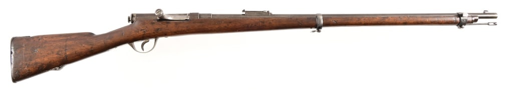 Japanese Murata Single Shot Rifle: SN 104189. 32" barrel, dark bore with rifling. 11mm caliber. Believed to be a early type 13 Military rifle. Action works, wood is solid. . Antique.
