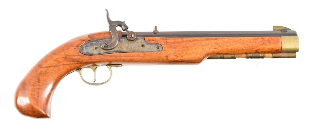 Connecticut Valley Arms .45 Black Powder Pistol: S/N 88-363502. Marked Kentucky on barrel, mechanism is functional. 9 3/4" barrel. Modern reproduction. Black Powder.