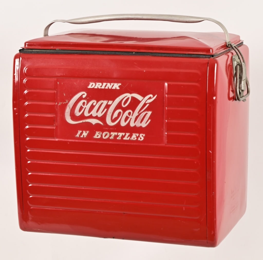 Coca-Cola Vintage Aluminum Travel Cooler: 13" x 18" x 18"