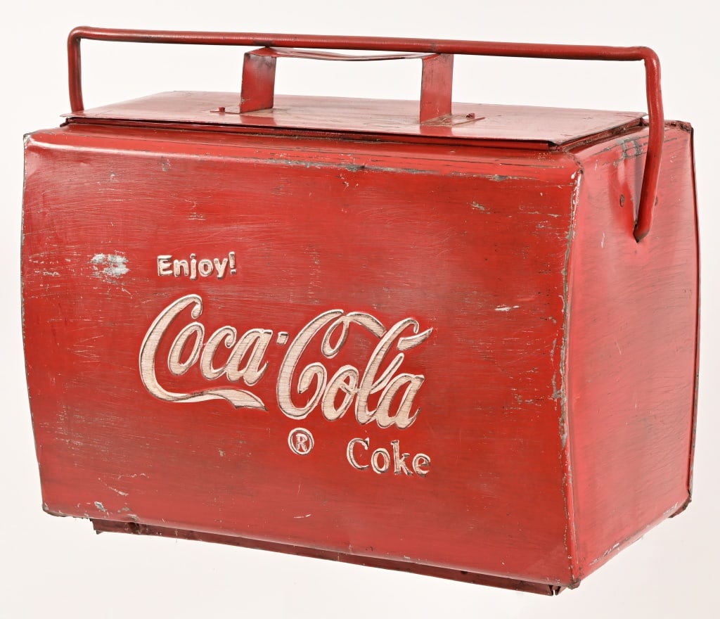 Coca-Cola Vintage Aluminum Travel Cooler: 9" x 15" x 19"