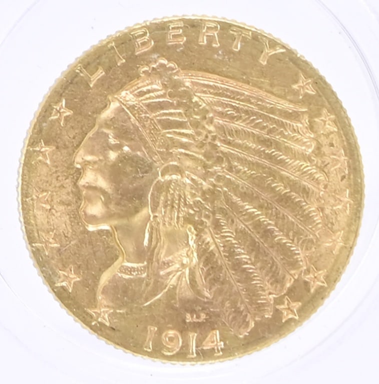 1914 Indian Head Gold $2.5 Coin: 1914 Indian Head Gold $2.5 CoinDenver Mint