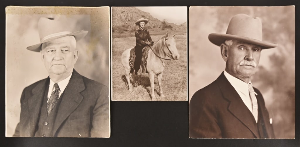 Miller Brothers, 101 Ranch Wild West Show Photos: George l. miller and Zack Miller 101 Ranch, Long's Studio, Hobart Oklahoma hand written on back of two 11x14 photos. One 8x10 photo of 'Wife of owner" 101 Ranch, handwritten on reverse.