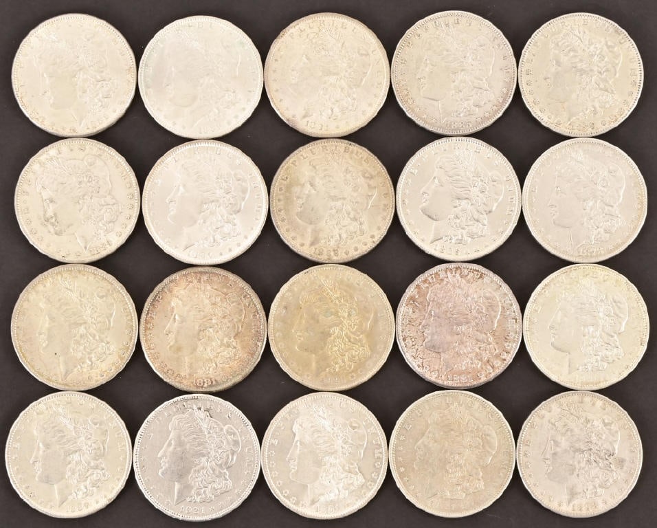 Collection of (20) Morgan Silver Dollars: Mixed Years