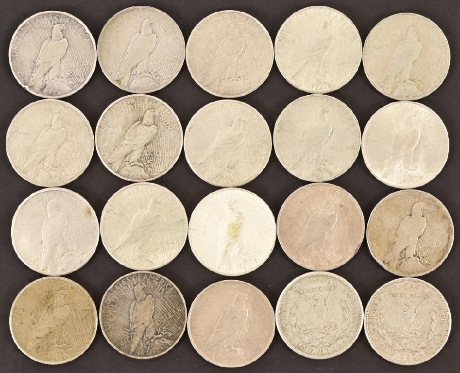 Collection of (20) Morgan & Peace Silver Dollars (1 of 10)