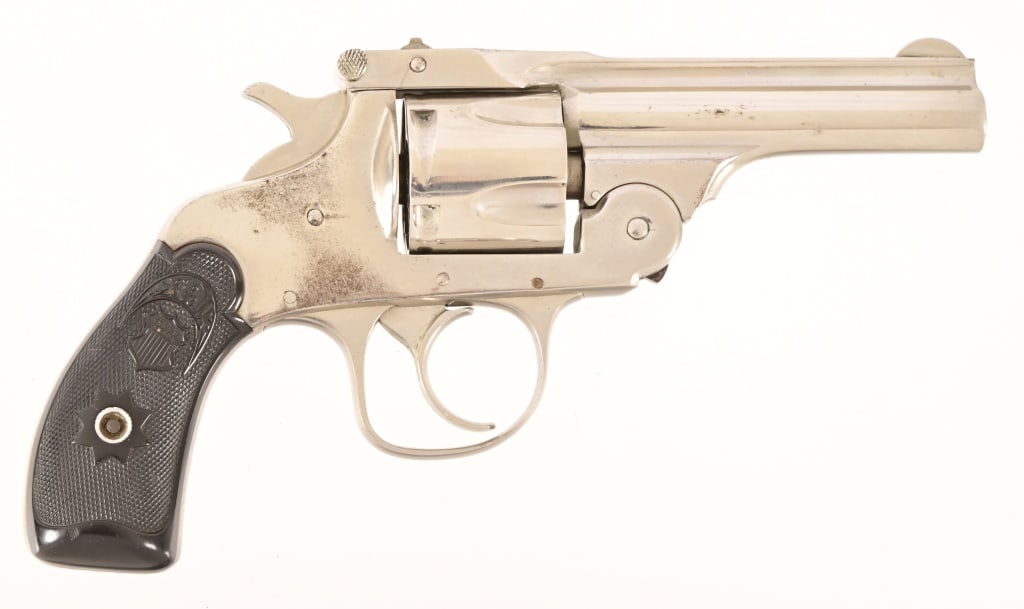 Hopkins & Allen M1901 Forehand Model Revolver: S/N D6374. Hopkins & Allen manufactured these revolver from 1901-1910 after buying out the Forehand Arms Company. Nickel finish, 3.25" barrel. Modern