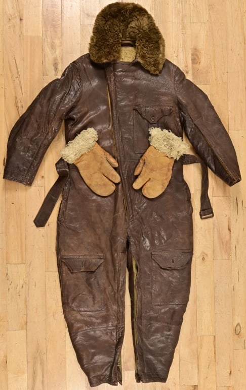 WWII Sheepskin Lined Leather Flight Suit (1 of 16)