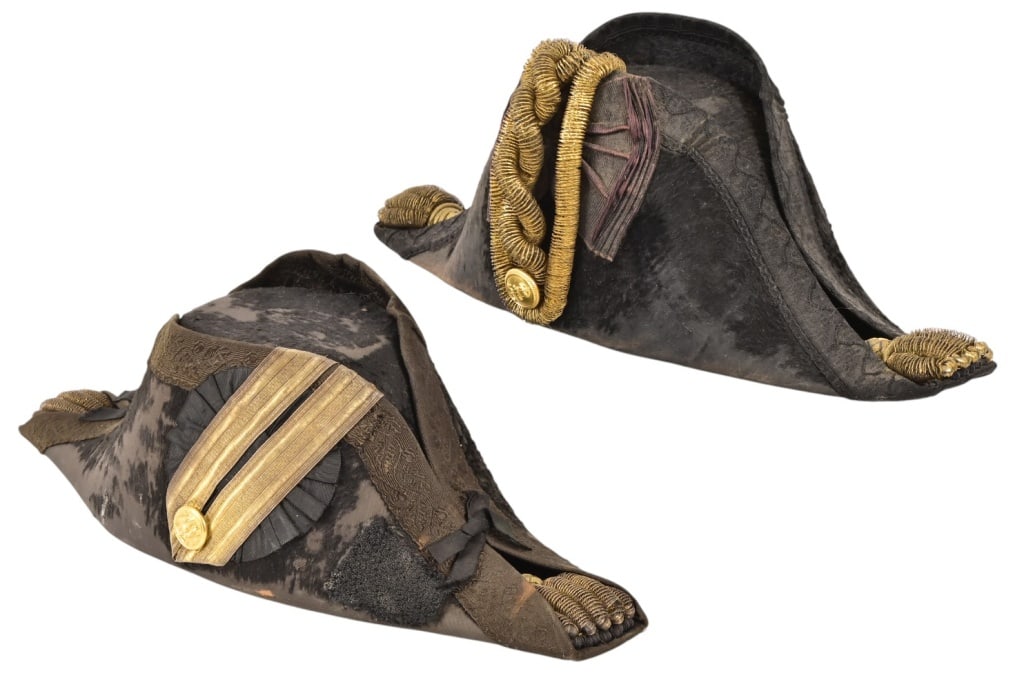 (2) Antique Navy Chapeau Hats: (2) Antique Navy Chapeau Hats