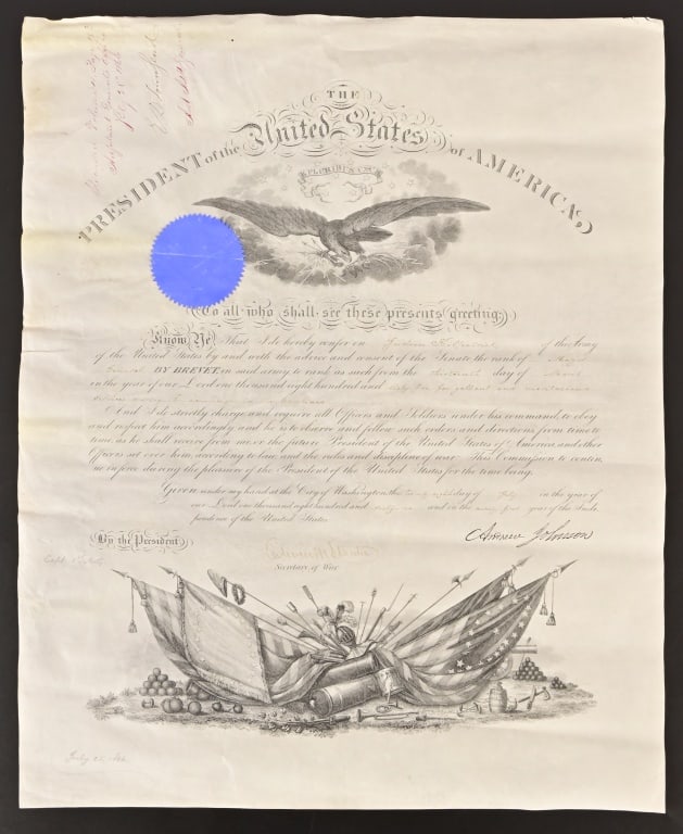 President Andrew Johnson Signed Promotion 1866 (1 of 15)