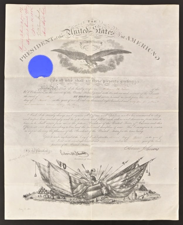 President Andrew Johnson Signed Promotion 1866 (1 of 14)