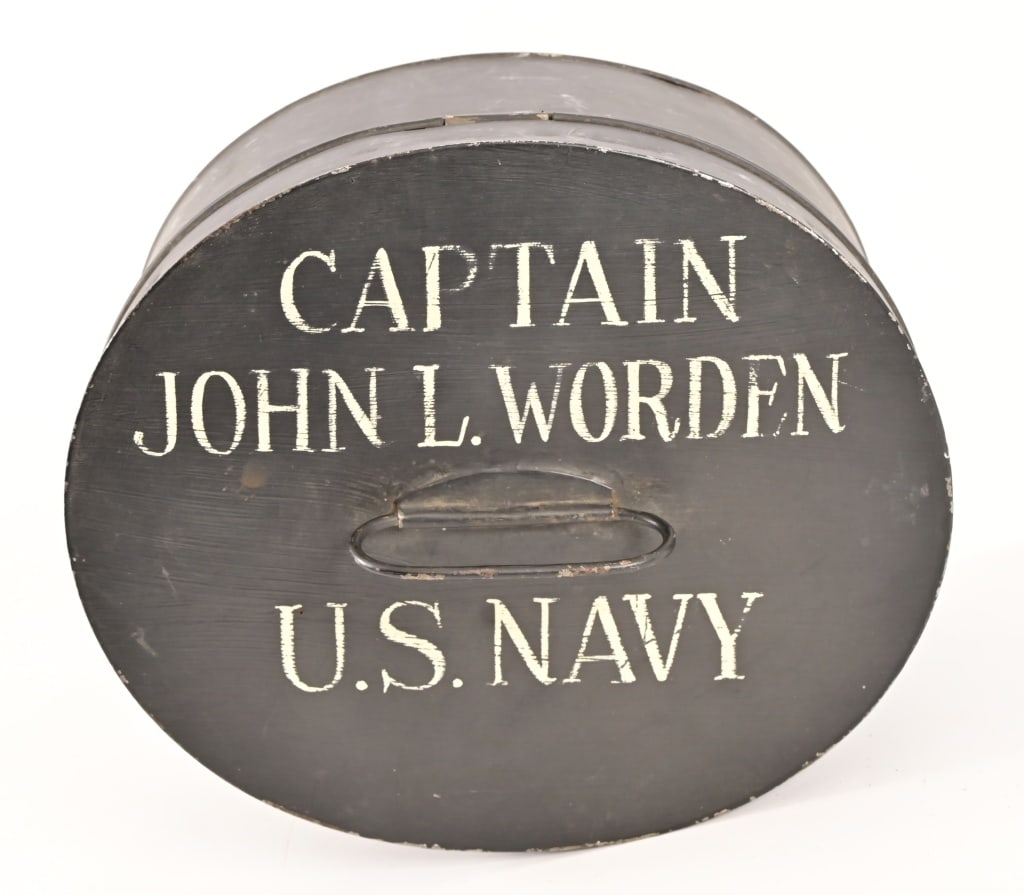 US Navy Captain John L. Worden Tin Hat Box (1 of 8)
