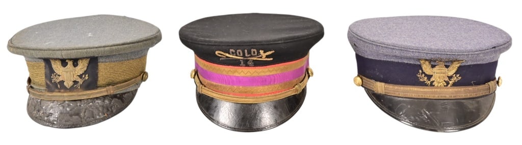 (3) Philippine-American War U.S. Army M1902 Caps: (3) Philippine-American War U.S. Army M1902 Caps