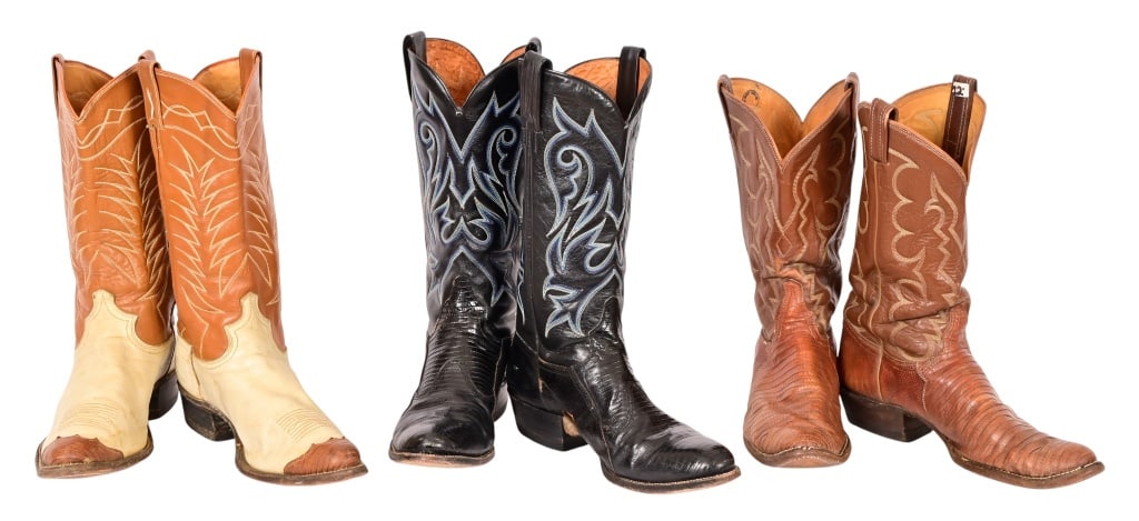 3 Pair Men's Vintage Leather Cowboy Boots (1 of 9)