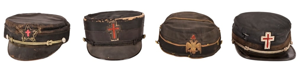 (4) Knights of Columbus Antique Regalia Hats: (4) Knights of Columbus Antique Regalia Hats